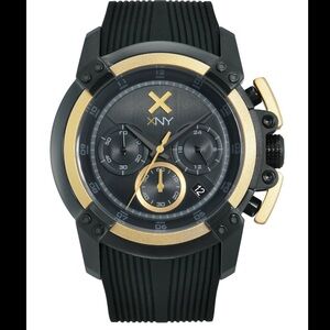 Men's XNY Black and Gold Chronograph Watch